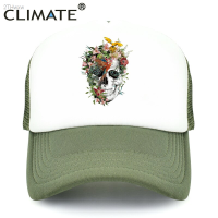 2023 New CLIMATE Flower Skeleton Trucker Cap Cool Skull Bone Cap HipHop Baseball Caps Summer Bloodcurdling Black Mesh Cap Hat for Men Versatile hat