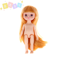 FactoryOutlete?Cheap? 1PC 1/12 16cm MINI CUTE 3D Big Eyes สีบลอนด์ STRAIGHT hair Naked Girls DIY House