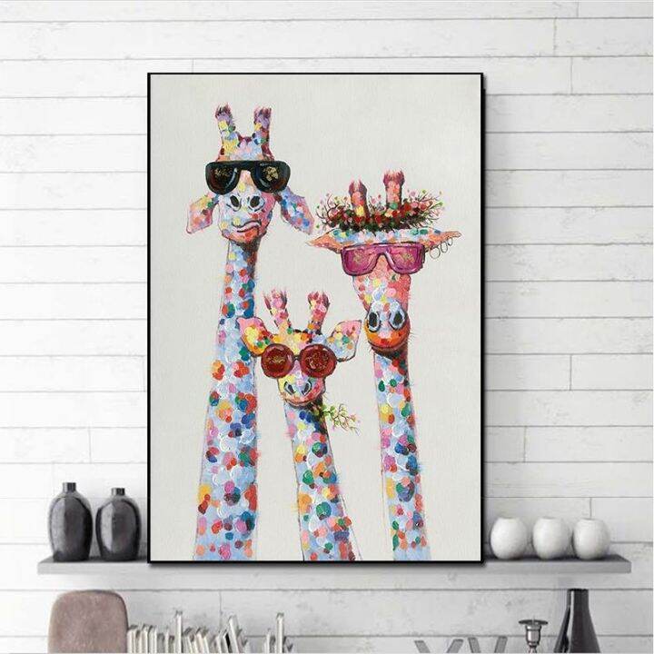 colorful-cute-giraffe-and-cat-and-horse-canvas-painting-cartoon-animal-posters-and-prints-wall-pictures-for-living-room-decor