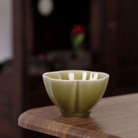 Master cup personal private tea cup single cup pure handmade antique ceramic green glaze flower cup household goods tea cup