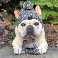 = ":{Winter Warm Dog Hats Windproof Knitting French Bulldog Hat For Dogs Chihuahua Hat Fluffy Ball Hat Puppy Accessories