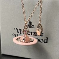 VIVIENNE WEST WOOD milk pink three-dimensional necklace female sweet clavicle chain necklace