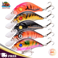 Jierui Trade 5ชิ้น Crankbaits ชุดเหยื่อตกปลาชุดคิทมีตะขอแหลมสำหรับเบสตกปลาน้ำเค็มน้ำจืด