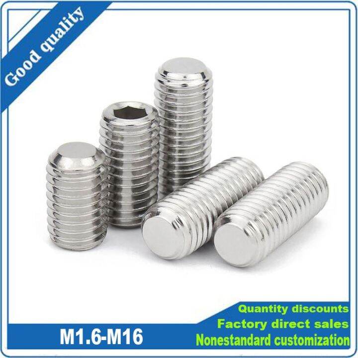 m1-6-m2-m2-5-m3-m4-m5-m6-m8-m10-m12m14m16-din913-304-stainless-steel-allen-hex-hexagon-socket-flat-point-end-grub-bolt-set-screw-nails-screws-fastener