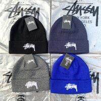 Trea❄Stussy หมวกถักนิตติ้งสไตล์สตรีทไซส์ใหญ่มาตรฐานยุโรปและอเมริกาแบบใหม่หมวกขนสัตว์ปักลาย Topi Dingin Stussy