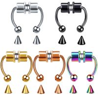 Fake Nose Rings Hoop Stainless Steel Horseshoe Magnetic Septum Ring Faux Non Pierced Clip On Nose Hoop Jewelry for Women Men