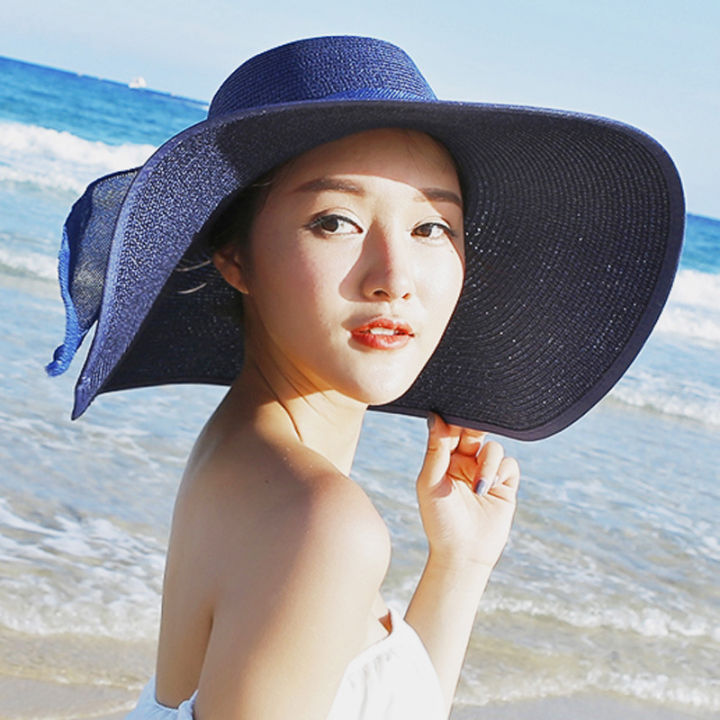 uv-protection-cap-folding-beach-hat-hundreds-of-beach-hat-straw-hat-with-bow-wide-brim-sun-hat-hand-knit-sun-hat