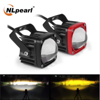 NLpearl 1คู่สีขาวสีเหลือง LED ไฟหน้า6000K/3500K Spotlight ไฟ LED ทำงานไฟตัดหมอกสำหรับรถมอเตอร์ไซค์รถกะบะเอทีวี Offroad 12V 24V