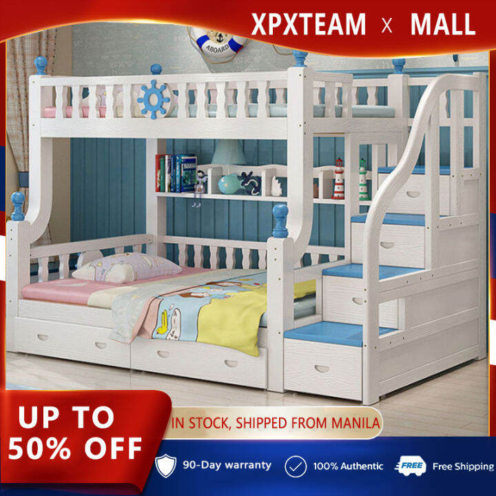 XPX luxury high and low bed all solid wood multifunction bunk bed