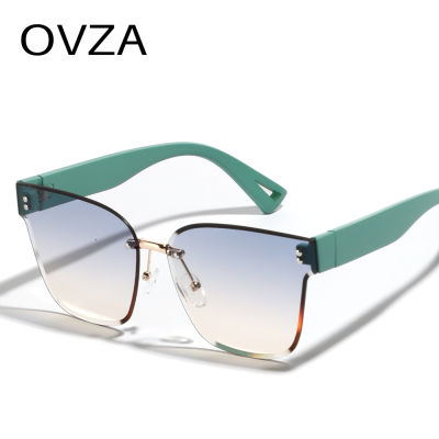 OVZA แว่นตาแว่นตากันแดดไร้ขอบเหลี่ยมสำหรับผู้หญิงแว่นตาไล่ระดับสีกันรังสียูวีของผู้ชาย S0069