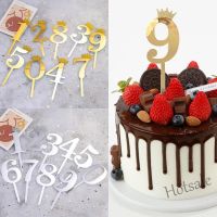 【Ready Stock】 ┇♕☍ E05 New Hot Selling Bakery Products Cake Decoration Topper Gold Sparkling Pink Digital Crown Happy Birthday Party Age Plugin Wedding Cupcakes Topper Decorative Cake Shop Wholesale