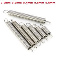 10pcs/lot 0.2mm 0.3mm 0.4mm 0.5mm 0.6mm stainless steel Tension spring with O hook extension spring