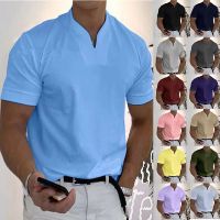 Brand Quality Cotton Men T-shirt V-neck Fashion Design Slim Fit Soild T-shirts Male Tops Tees Short Sleeve T Shirt For Men