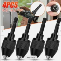 4pcs 1/4 quot;hex Keyless Drill Chuck Adapter Bit Quick Change Driver Converter Electric Tool Accessories