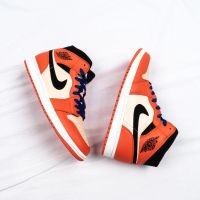 RT HOT 【Original】 ΝΙΚΕ J- 1 Mid White Orange Slam dunk Mens and Womens Basketball Shoes Skateboard shoes (Free Shipping)