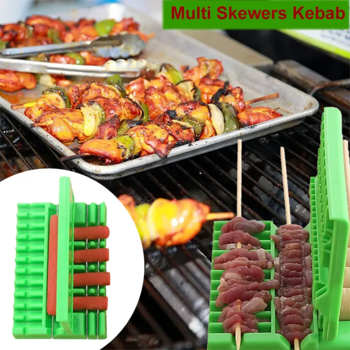 Multi 3in1 Skewers Kebab BBQ Grilling Meat Vegetable String Device