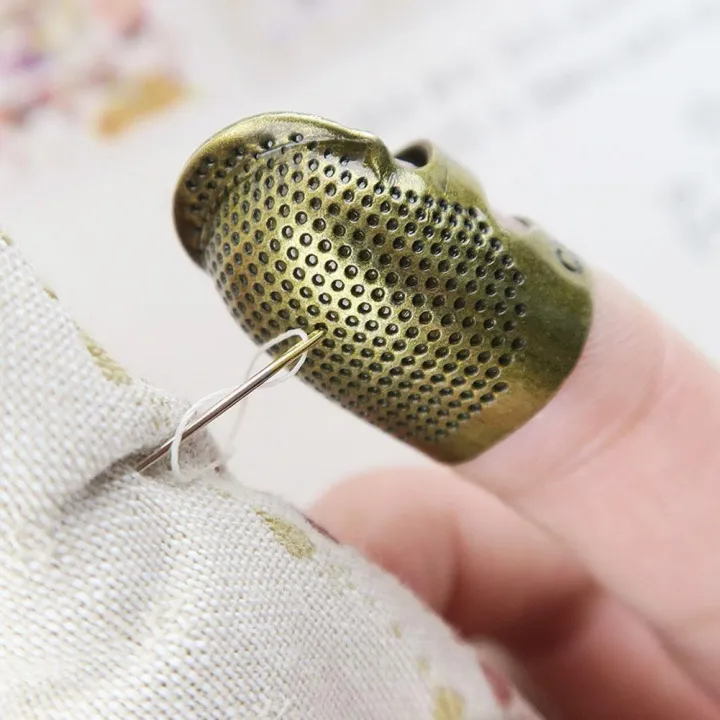 10-Piece Sewing Thimble Set - Adjustable Metal & Leather Finger Protectors