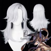 Genshin-Peluca De Cabello Sintético Resistente Al Calor Para Cosplay, Pelo Largo De Anime, Color Blanco Plateado, Cyno Impact