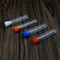 20Pcs 12x60mm Clear Plastic Test Tubes Vials With Color Caps Empty Scented tea Tubesbridal shower giftSchool Lab Supplies