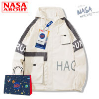 เสื้อแจ็คเก็ตผู้ชาย Nasa เสื้อแจ็คเก็ตมีฮู้ดทรงหลวมแบบลำลองระบายอากาศกันลมแมทช์ลุคง่ายอินเทรนด์สำหรับวัยรุ่นรุ่นใหม่ฤดูใบไม้ร่วง