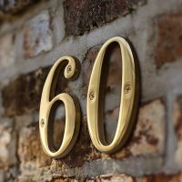 100mm Modern House Number, 4inch Solid Brass Number Letters Apartment Door Numbers Mailbox Address Outdoor Sign Plate #0-9-so6