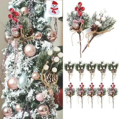 Seasonal Decorative Pinecone Festive Pinecone Ornament Christmas Artificial Pine Branch Ornament Cone Berry Xmas Decoration