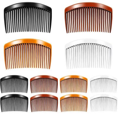 12 Pieces Plastic Side Hair Twist Comb French Twist Comb Women 23 Teeth Fine Hair Accessories Hair Clips 4 Colors