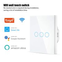 ❉卍℡ Tuya WiFi Touch Switch Light Wall Smart Switch Universal For EU Smart Home Life Alexa Google Home Remote ​1/2/3Gang