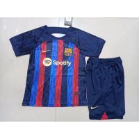 ▬▩ [Ready Stock] 22/23 New Kids Barcelona Home Football Jersey Set Red Blue Short Sleeve Short Pants Jersey Kits Unisex Soccer Football Jersey Size 16-28