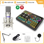 Bộ Mic Hát Livestream Sound Card K600 & Mic AQTA U87 .Âm Thanh Cực Hay