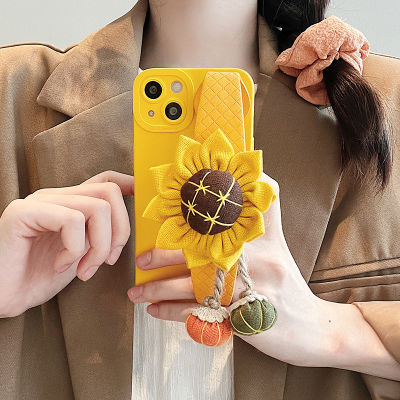 ดอกทานตะวันสีเหลืองสายรัดข้อมือโทรศัพท์มือถือสำหรับ iPhone13 ดอกไม้สีเหลืองเคสโทรศัพท์มือถือสำหรับ iPhone12 หนังสายรัดข้อมือโทรศัพท์มือถือสำหรับ iPhone11 ดอกไม้สามมิติเคสโทรศัพท์มือถือสำหรับ iPhone11promax