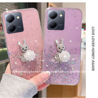 ปลอกอ่อน Phone Case เคส VIVO Y36 5G 4G Y02T Y02A Y02 กากเพชรท้องฟ้าเต็มไปด้วยดวงดาวเคสโทรศัพท์ด้วยพลอยเทียมสีขาว Camellia 2023ฝาหลังกระต่าย