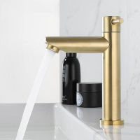 Brushed Gold Bathroom Basin Single Hole Cold Handle Shower Head Faucet Bath For Kitchen Sink Water Tap SUS304 Toilet Hardware