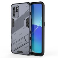 สำหรับ OPPO Reno6 Z Punk Armor 2ใน1ชิ้น + เคสกันกระแทก TPU พร้อมที่วางที่มองไม่เห็น (สีดำ)