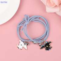 ?【Lowest price】SUTAI สร้อยข้อมือแม่เหล็ก2ชิ้น เซ็ตสำหรับผู้ชายและผู้หญิงสายถักลายการ์ตูน