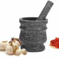 QTCF-Pestle And Mortar Set Unpolished Granite Spice Crusher Grinder For Kitchen Multifunctional Mortar Pestle Adget