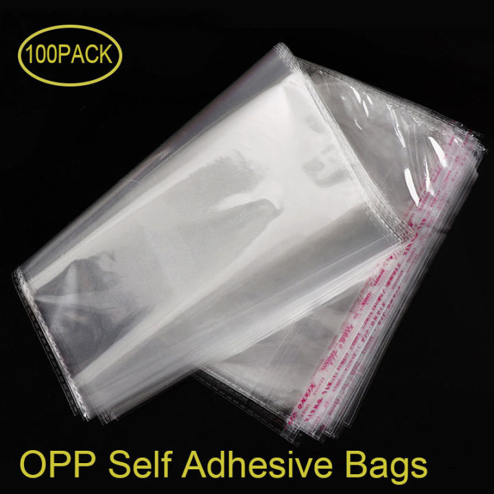 100 Pcs OPP Self Adhesive Seal Plastic Bags Transparent Clear ...