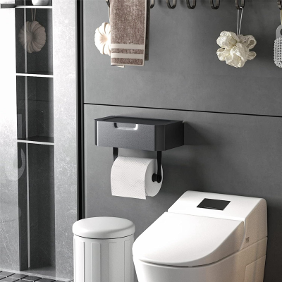 Toilet Paper Holder Without Drilling Toilet Paper Holder with Wet Wipe Box, Shelf, Kitchen Roll Holder for Bathroom