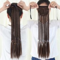 วิกผมสตรีผมปลอมทรงหางม้า Fishbone Braid หางม้าผมเปียปลอม Dreadlocks แฟชั่น Hip-Hop เส้นผมวิกผมที่ยืดผมเครื่องประดับผมในสต็อก2023