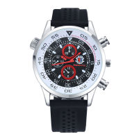 New Mens Watches Three-eye design Retro Silicone strap Band og Alloy Quartz Wrist Watch Luxury Top nd Mens Quartz Watch