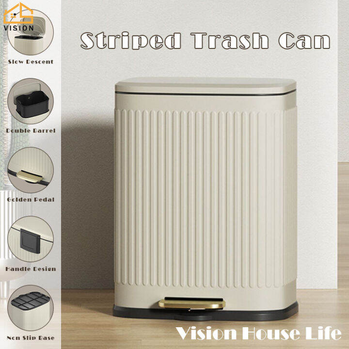 8L/13L Stainless Steel Trash Can Footon Garbage Can with Lid Household