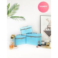 Vandy 2022 Blue Jewelry Zipper Cosmetic Case Bag for Women Girls Makeup Organizer Home Travel Must-Have Storage Box Waterproof