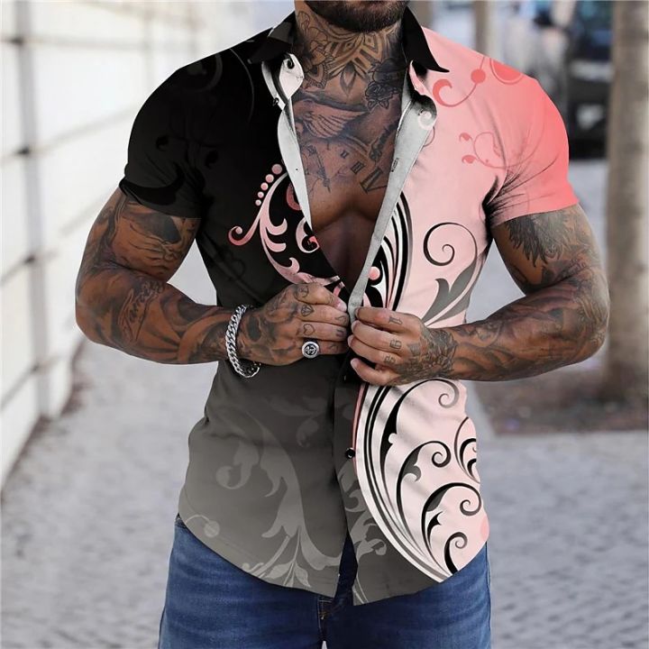 เสื้อฮาวายฤดูร้อนของผู้ชายเสื้อผ้าวินเทจขนาดใหญ่ลายดอกไม้2023แฟชั่นแขนสั้นพิมพ์ลาย3d-dazn-favourite