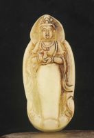 ZZOOI Old China Natural Jade Hand Carved statue buddha guanyin pendant j