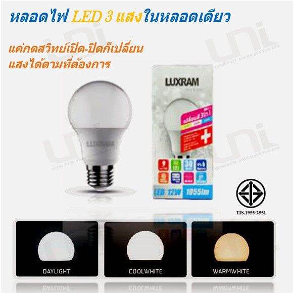 โปรโมชั่น-หลอดไฟ-led-cct-3-color-in-1-12w-ราคาถูก-หลอด-ไฟ-หลอดไฟตกแต่ง-หลอดไฟบ้าน-หลอดไฟพลังแดด