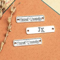 【LZ】✸▼✓  Handmade Metal Rectangle Label Prata e Bronze Tag de costura para roupas jaquetas chapéus liga acessórios de vestuário vintage 100pcs