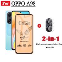 2ใน1 OPPO A98กระจกนิรภัยสำหรับเซรามิก OPPO A38ฟิล์มป้องกันกล้องปกป้องหน้าจอเคลือบ