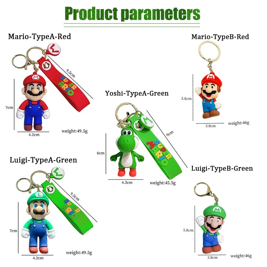 Ruunjoy Game Mario Bros Luigi Mushroom Character Dolls Cartoon Super Mario  PVC Keychain Custom 3D Kawaii Mario Silicon Keychain - China Super Mario  Keychain and Mario Bros Luigi Toad Yoshi Bowser Action