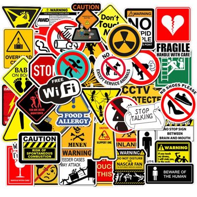 Warning Stickers Danger Banning Signs Reminder Waterproof Decal Sticker to Laptop Motorcycle Luggage Phone Snowboard