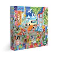 eeBoo Marketplace in France 1000 Pc Square Puzzle จิ๊กซอว์รูปตลาดในประเทศฝรั่งเศส แบบ 1000 ชิ้น